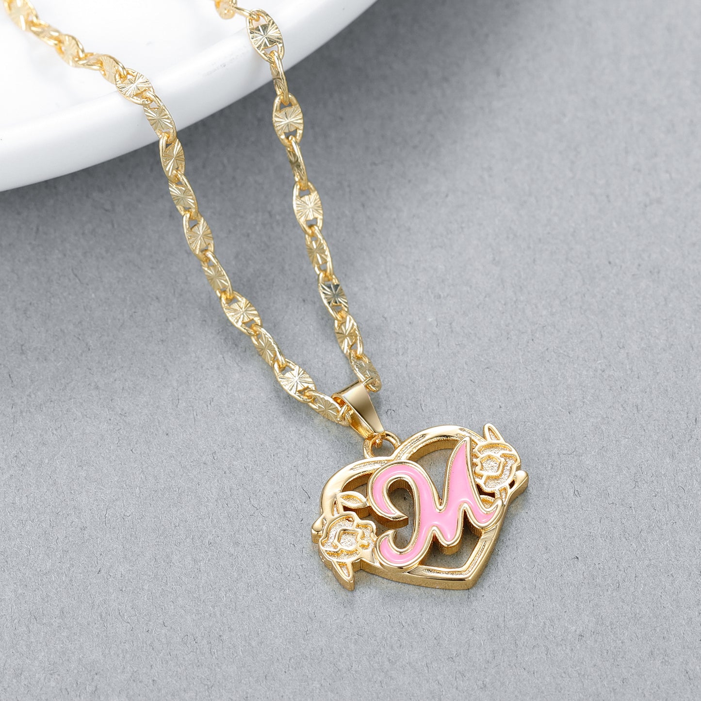 Peach Blossom Letter Necklace QN496