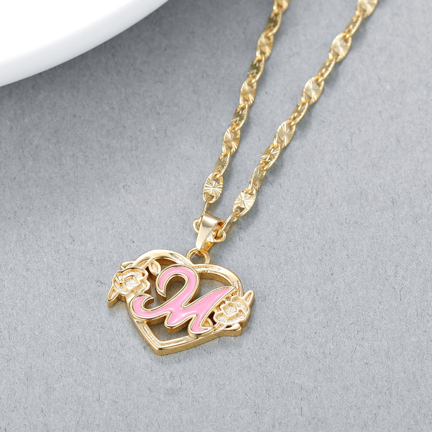 Peach Blossom Letter Necklace QN496