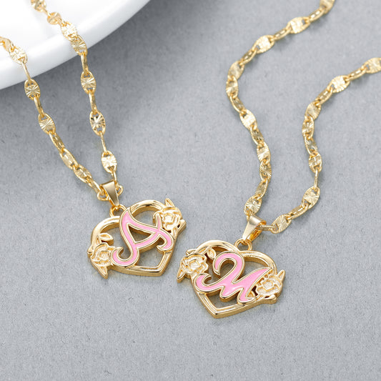 Peach Blossom Letter Necklace QN496