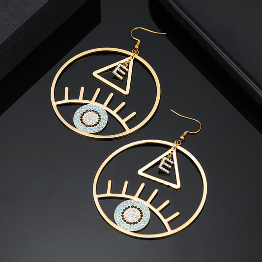 Evil Eye Letter Earrings QE515