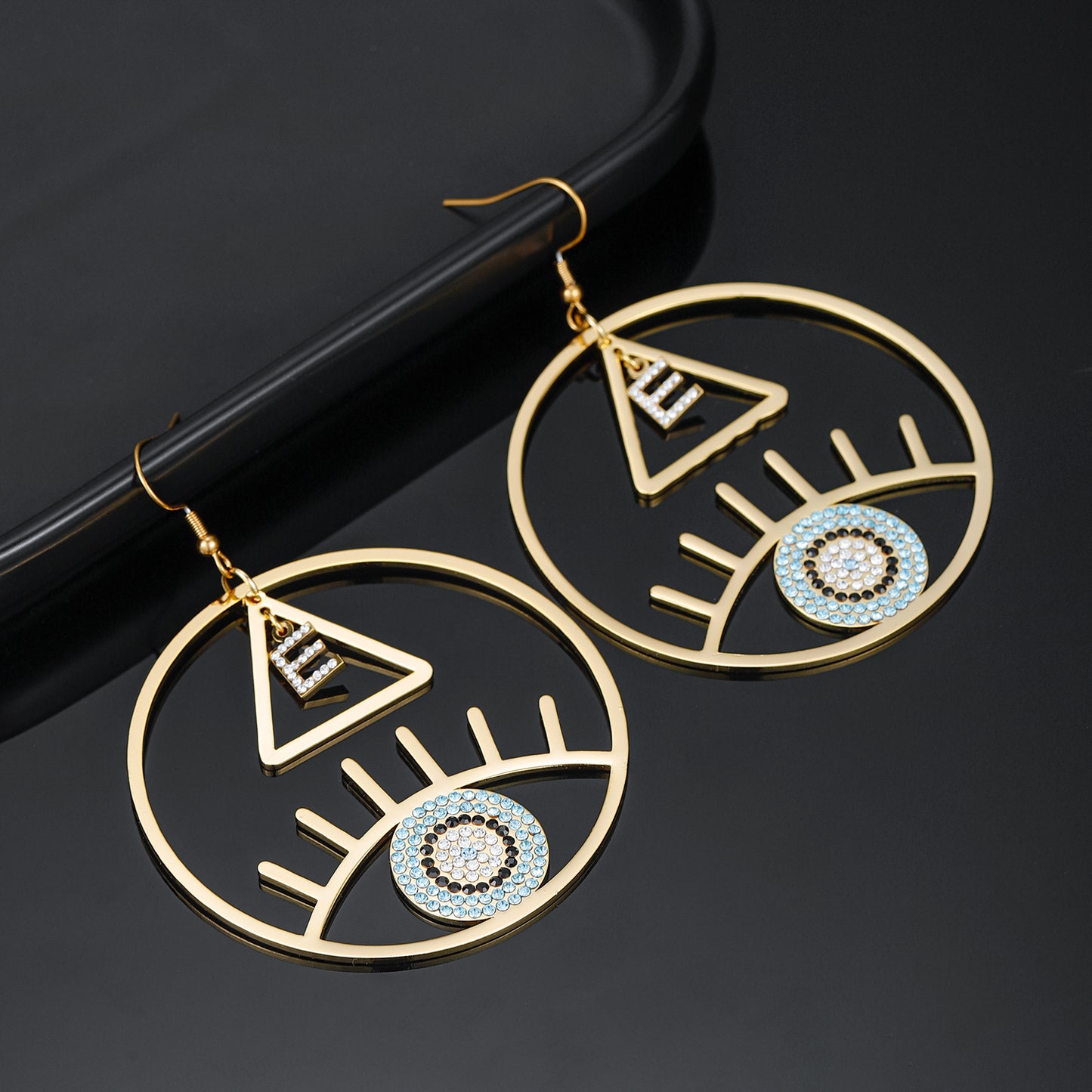 Evil Eye Letter Earrings QE515