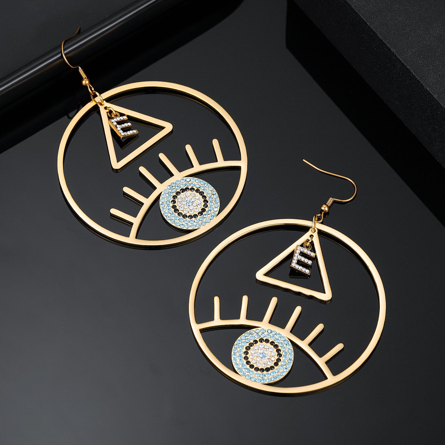 Evil Eye Letter Earrings QE515