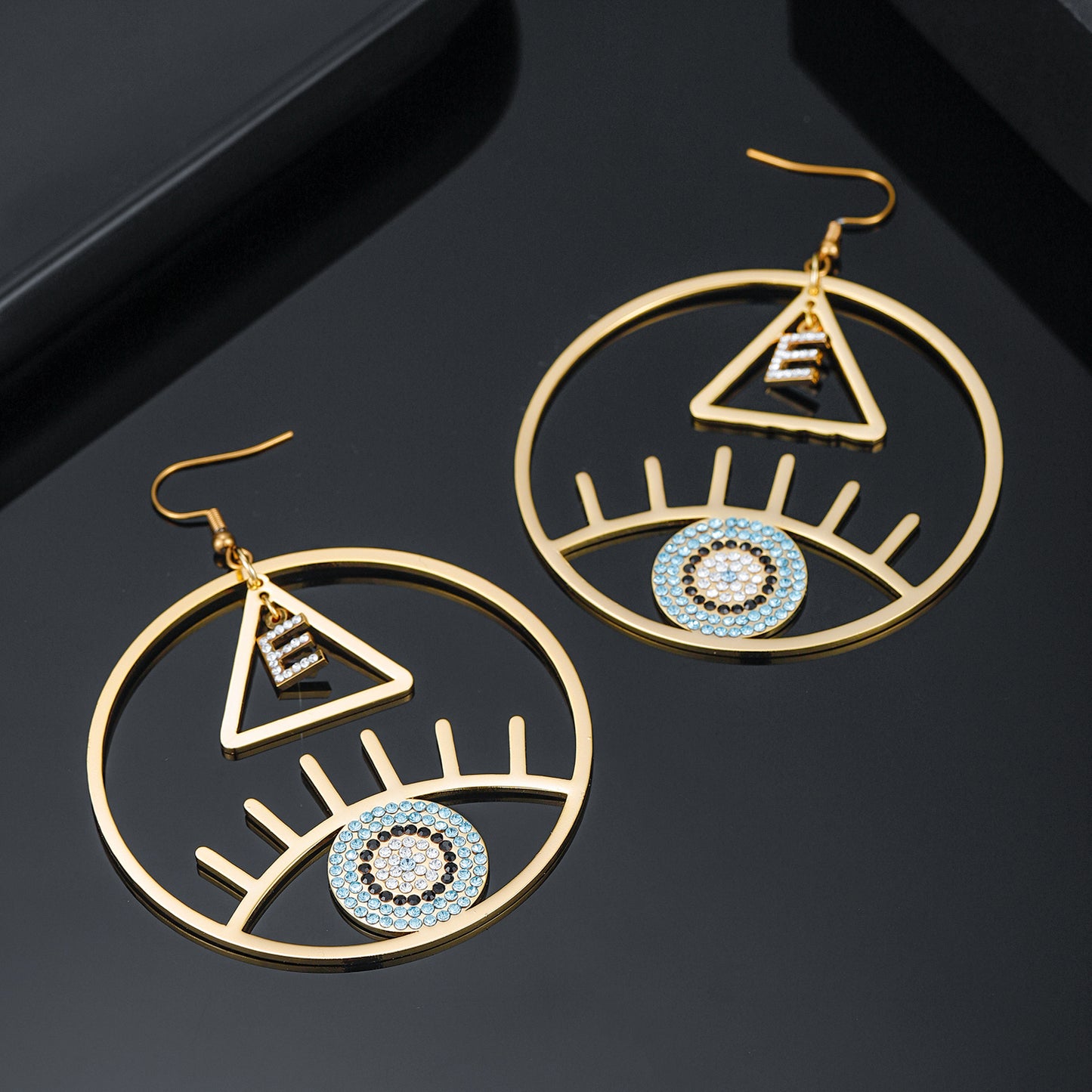 Evil Eye Letter Earrings QE515