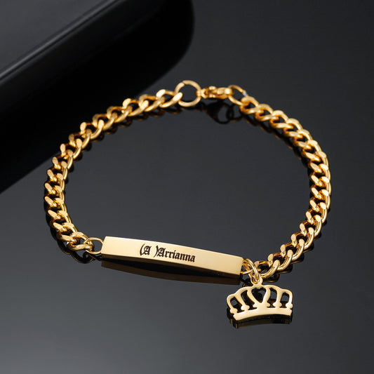Engraved Name Crown Bracelet DB529