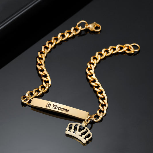Engraved Name Crown Bracelet DB529