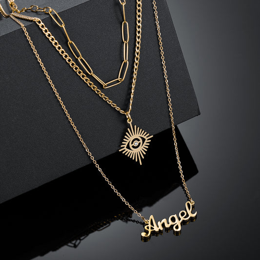 3 Layers Angel Eyes Name Necklace QN553