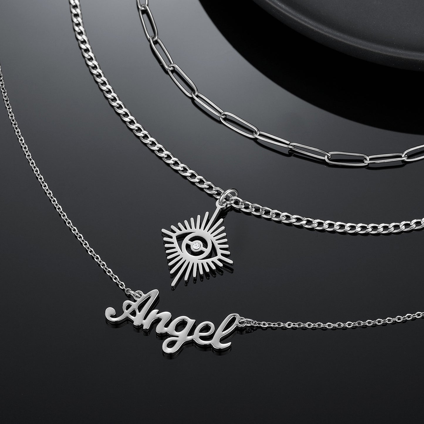 3 Layers Angel Eyes Name Necklace QN553