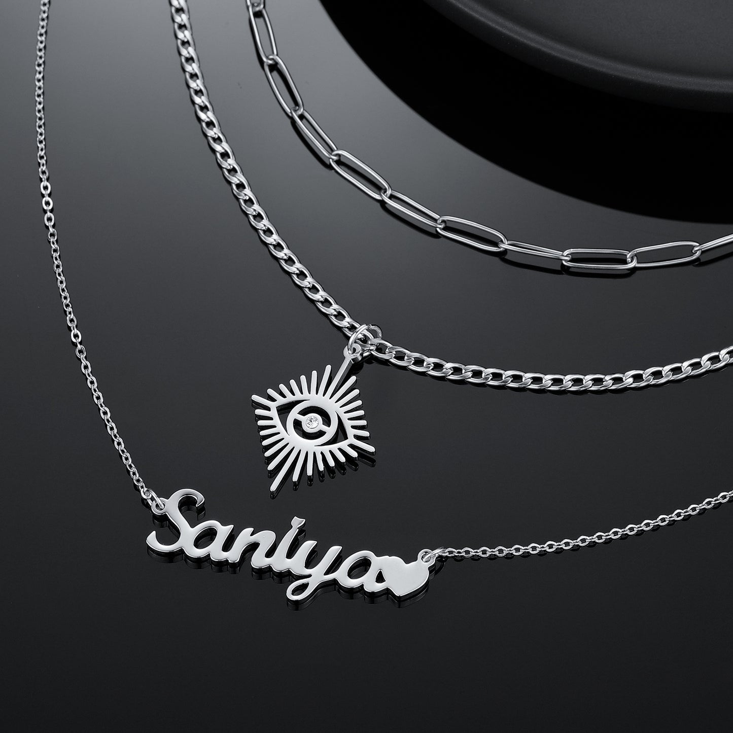 3 Layers Angel Eyes Name Necklace QN555