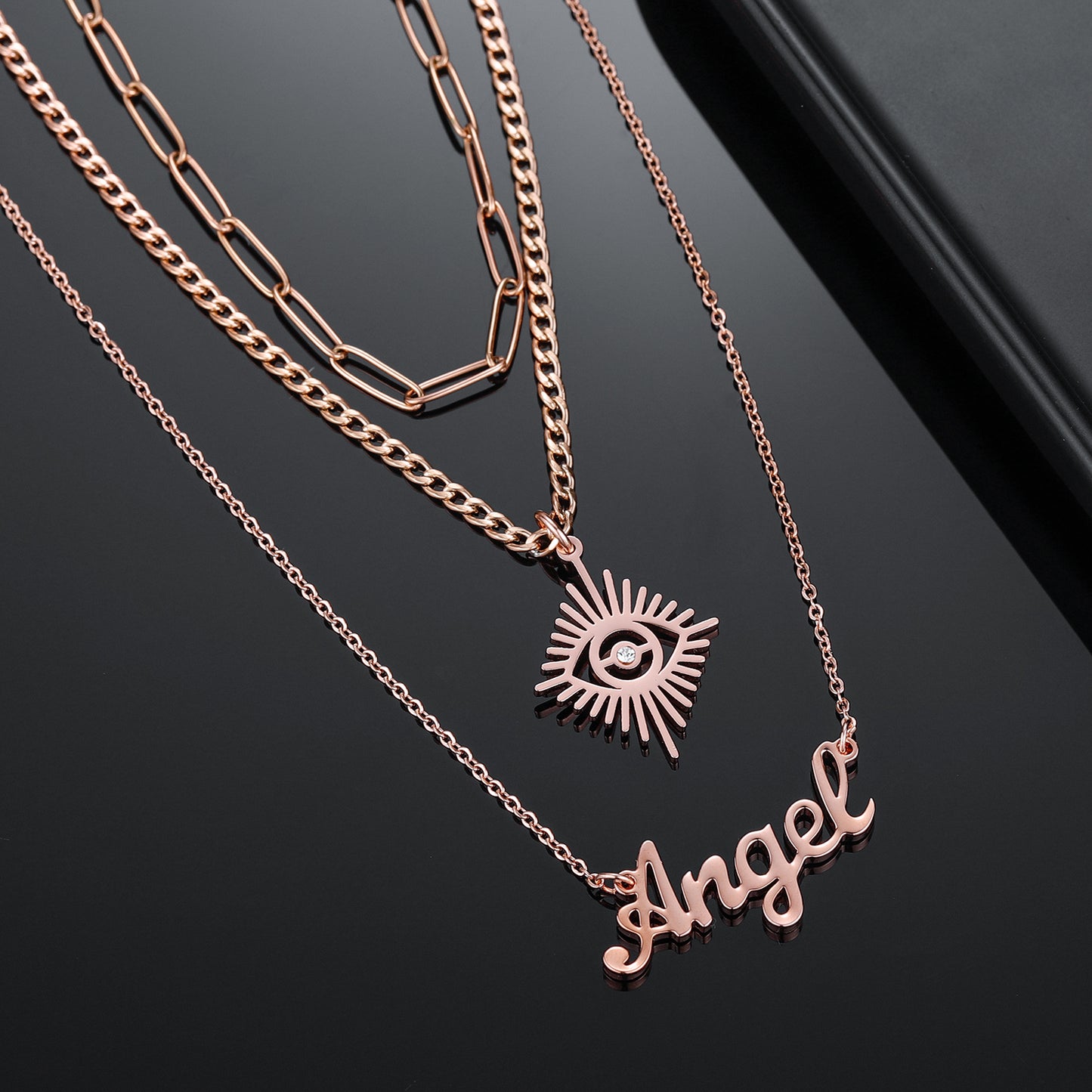3 Layers Angel Eyes Name Necklace QN553