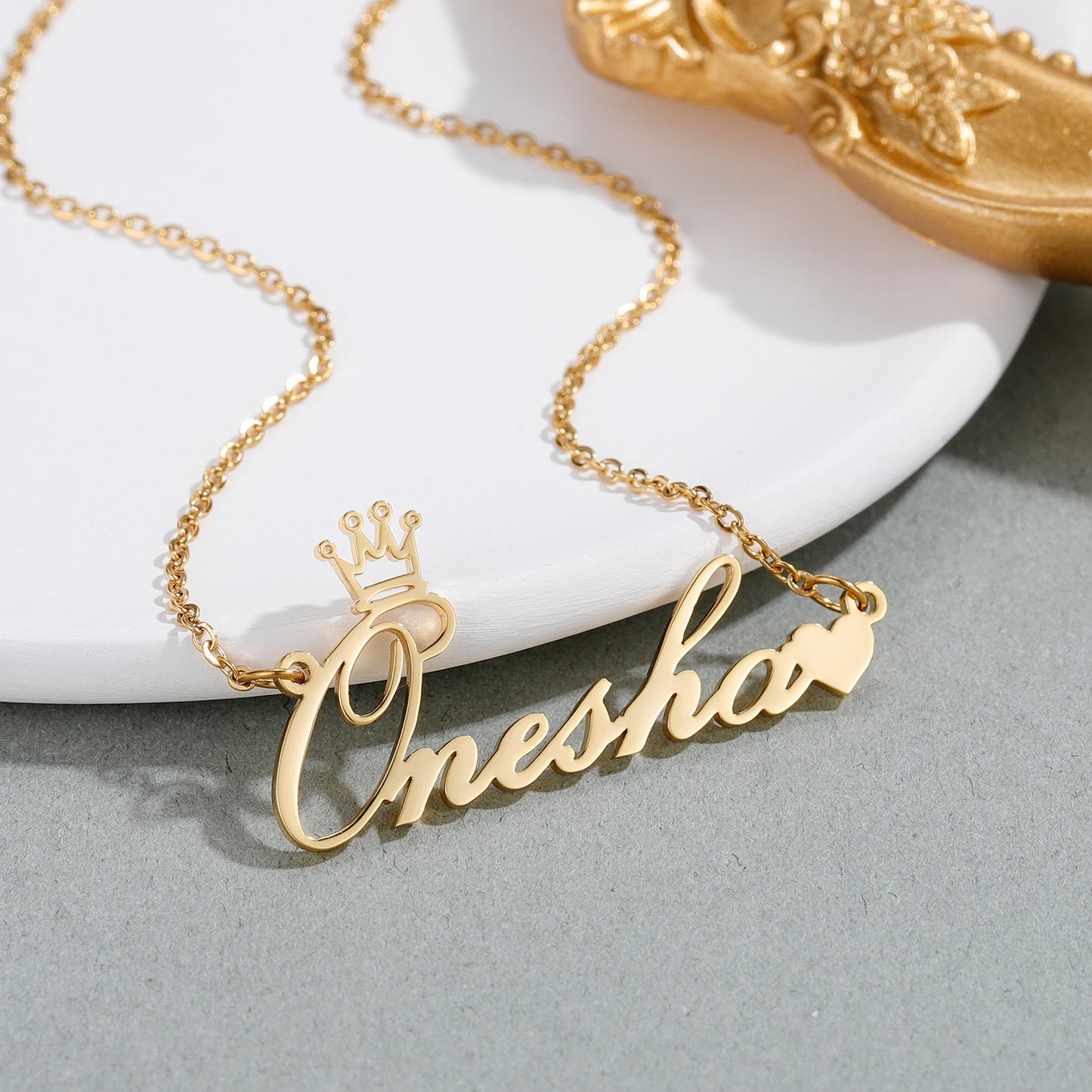 Cursive Crown Name Necklace QN008-F65