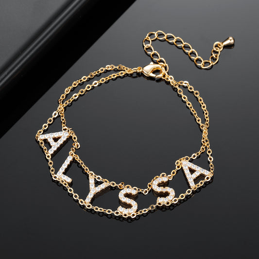 Double Diamond Name Bracelet QB326