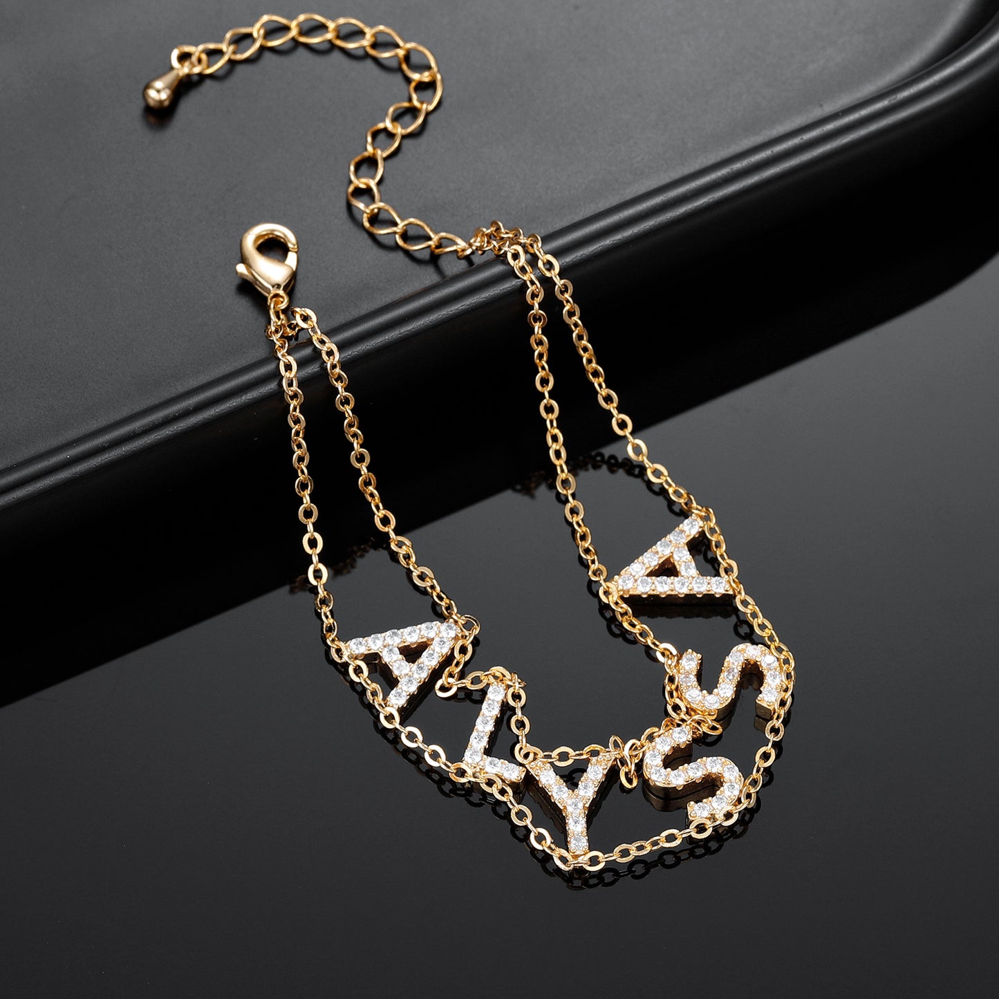 Double Diamond Name Bracelet QB326