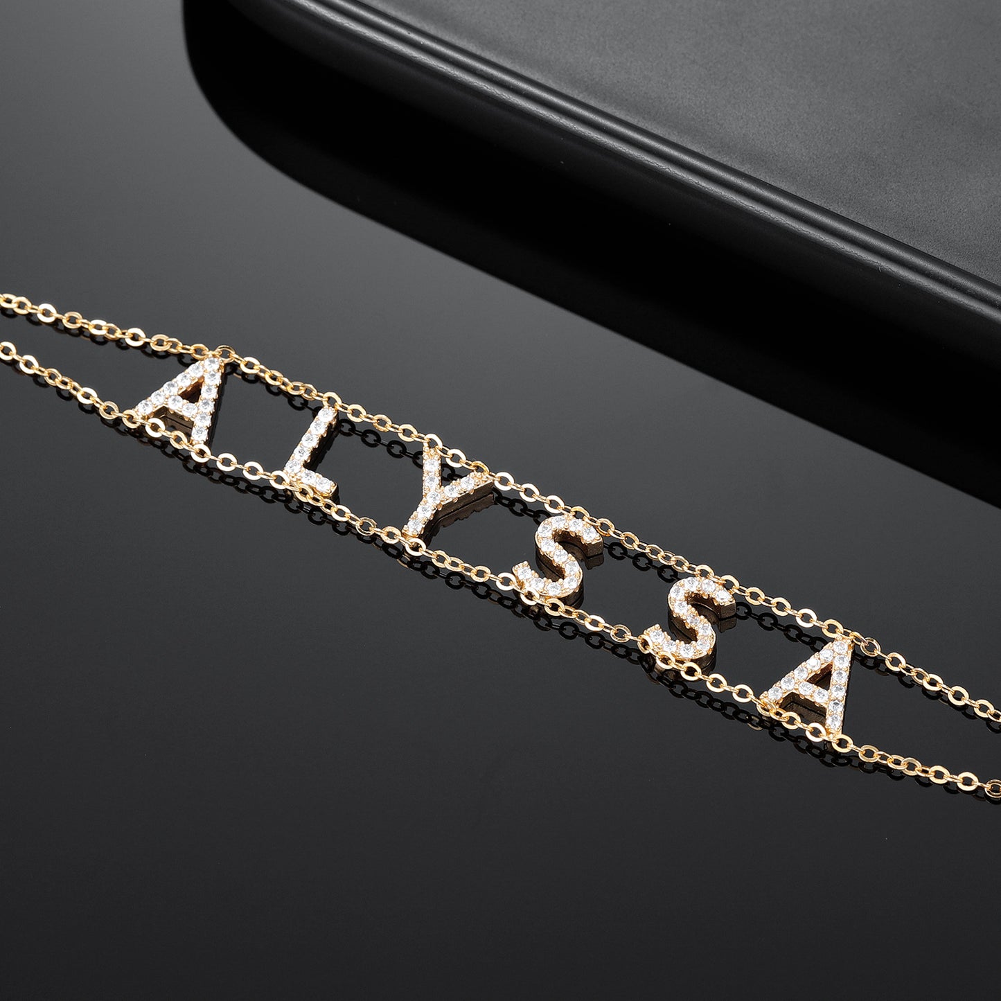 Double Diamond Name Bracelet QB326