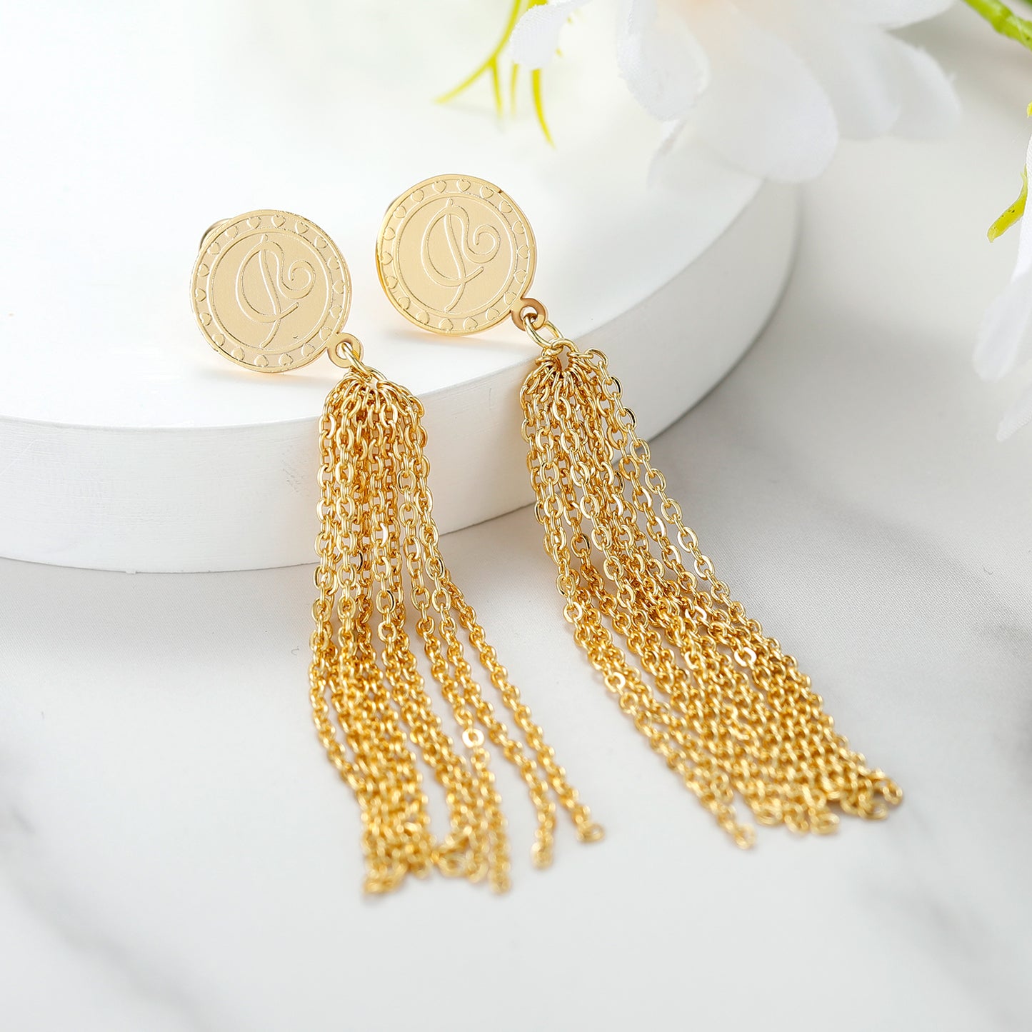 Boucles d'oreilles avec chaîne pompon QE635