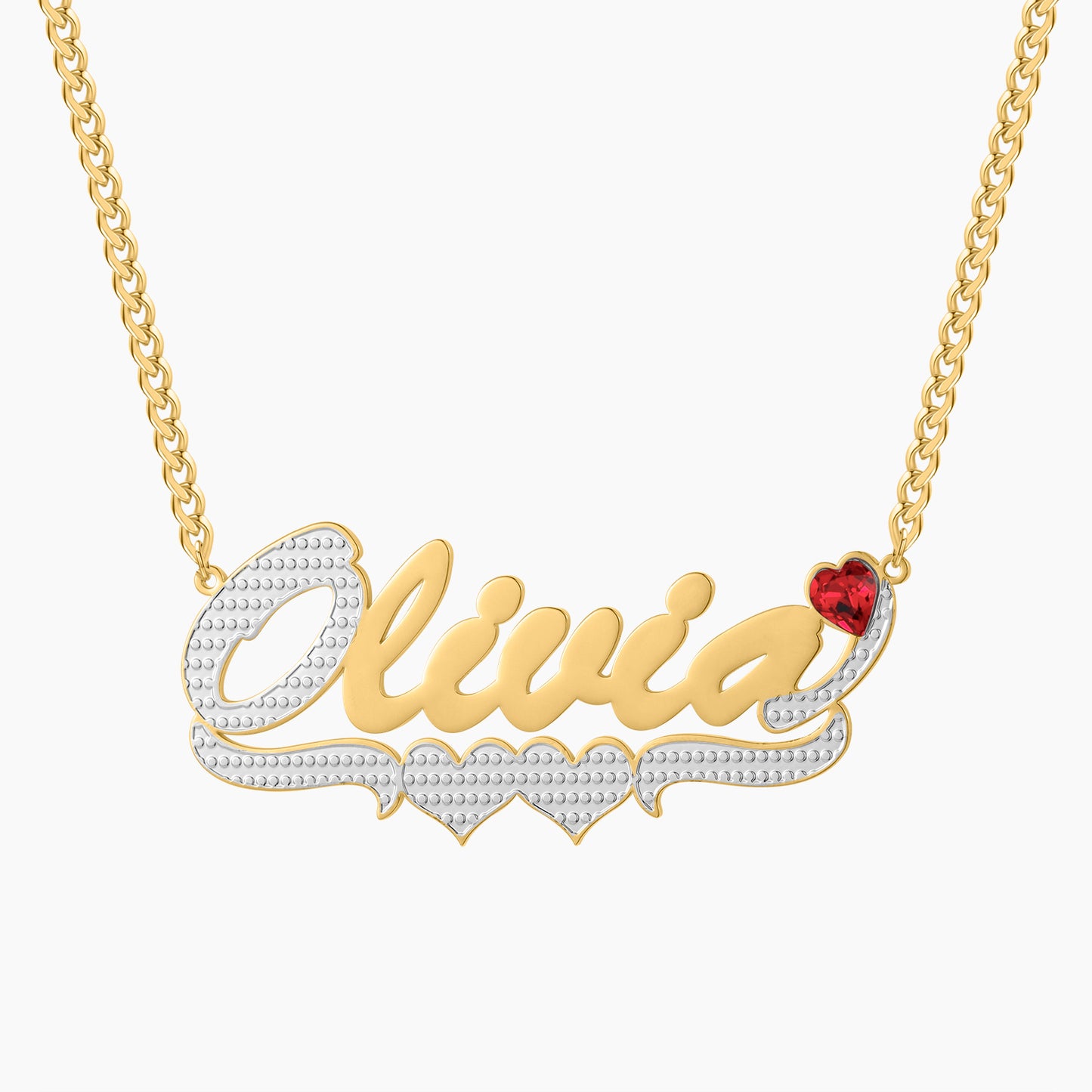 Birthstone Two Tone Name Necklace QN558