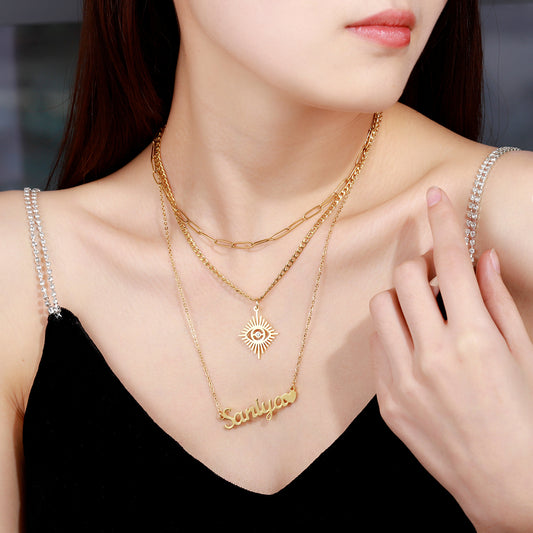 3 Layers Angel Eyes Name Necklace QN555