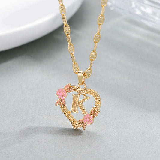 Peach Blossom Letter Necklace QN496