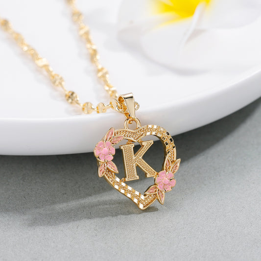 Peach Blossom Letter Necklace QN496