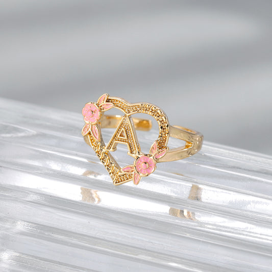 Peach Blossom Letter Ring QR496