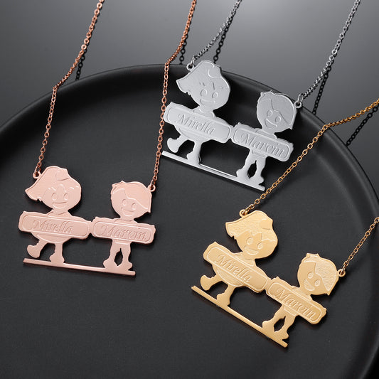 Boy And Girl Couple Name Necklace QN326