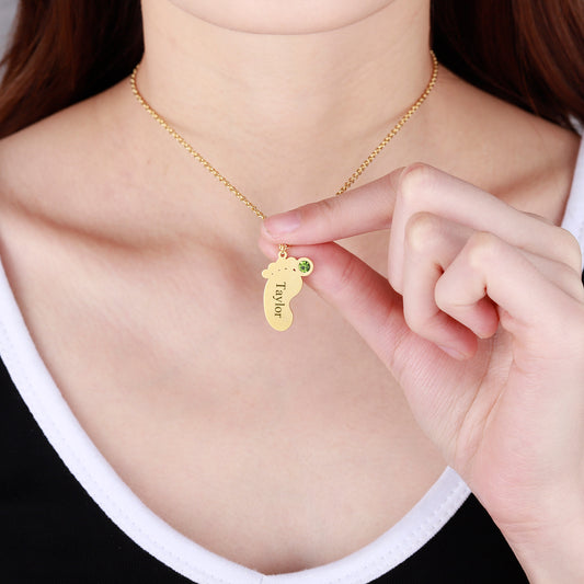 Birthstone Necklace-Baby Feet SN328