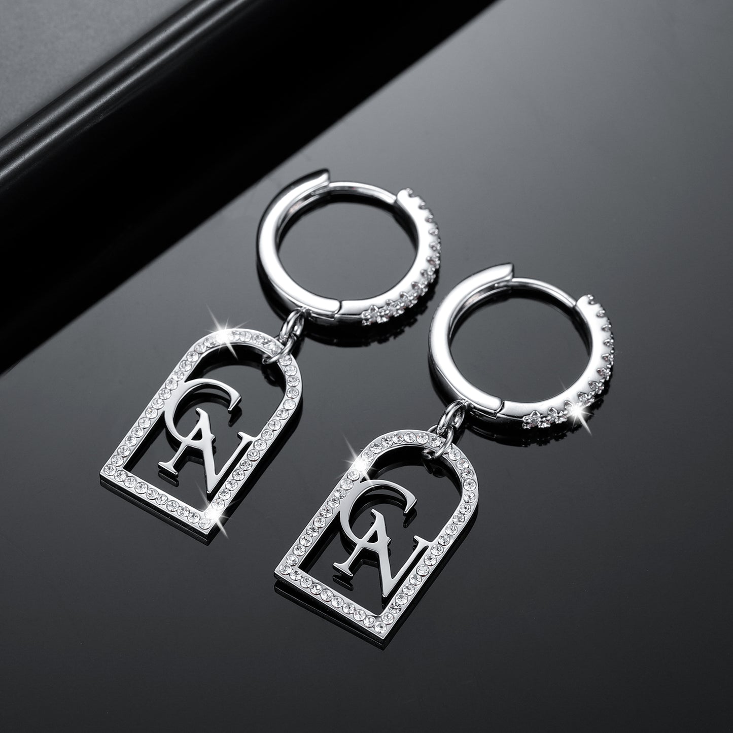 Gold Iced Out Name Earrings QE503