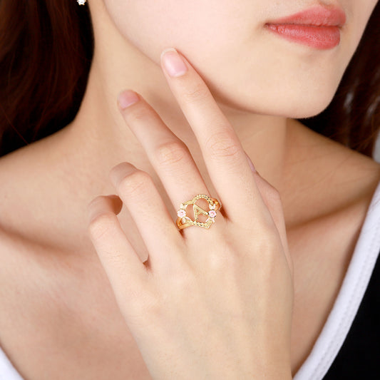 Peach Blossom Letter Ring QR496
