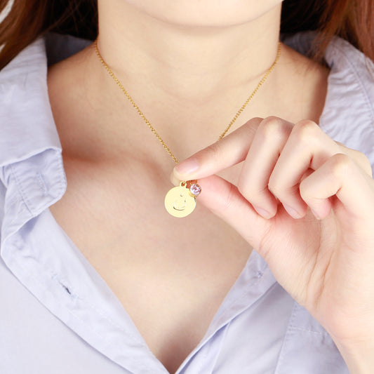 Arabic Initial Letter Necklaces With Birthstone DN230