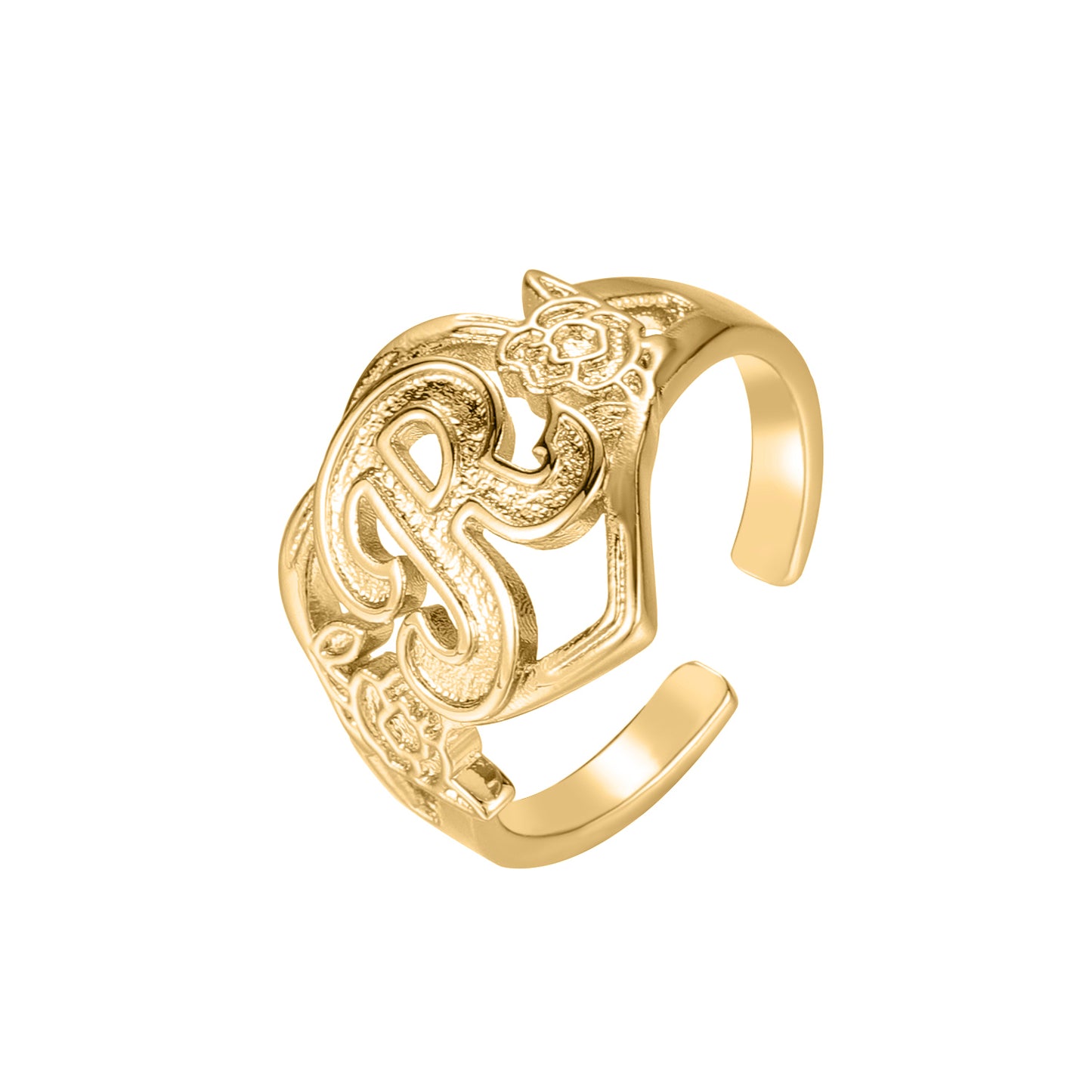 Flower Heart Adjustable Ring QR497