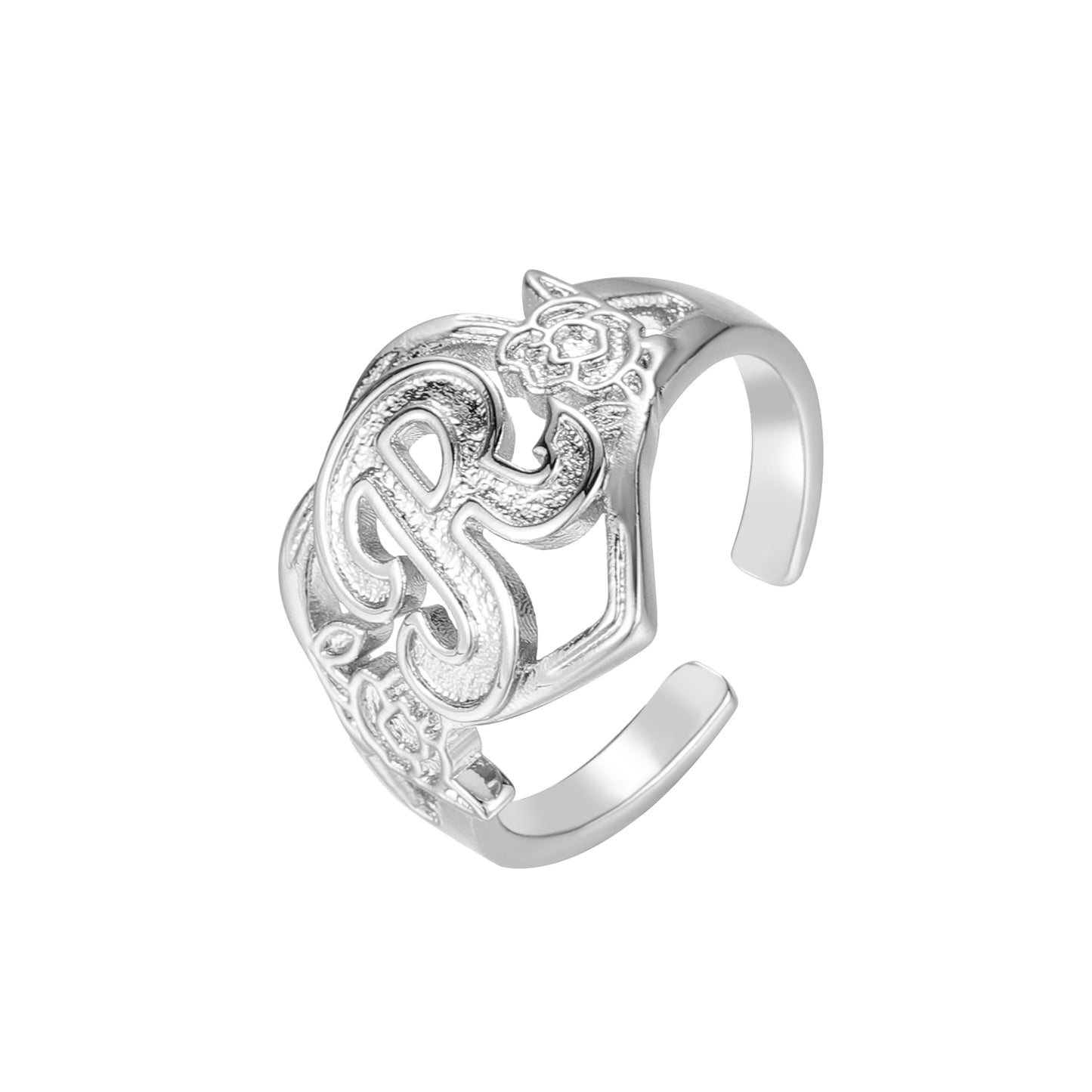 Flower Heart Adjustable Ring QR497