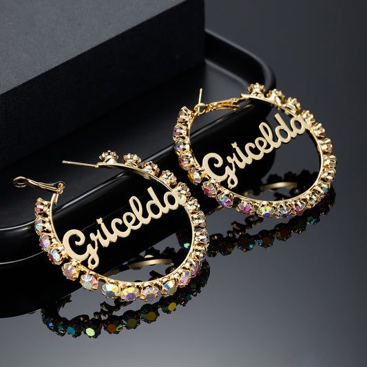 Fancy Color Diamond Round Name Earrings QE398