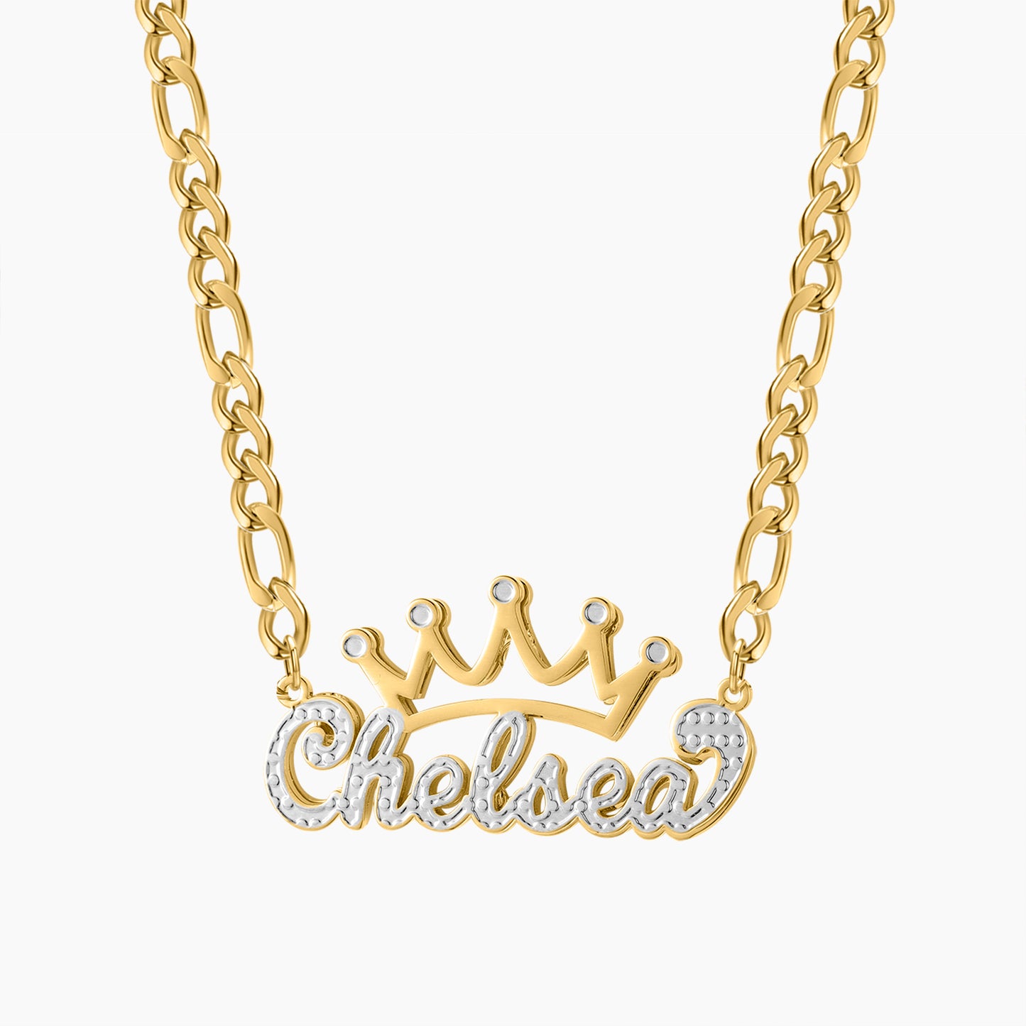 Two Tone Crown Name Necklace QN579