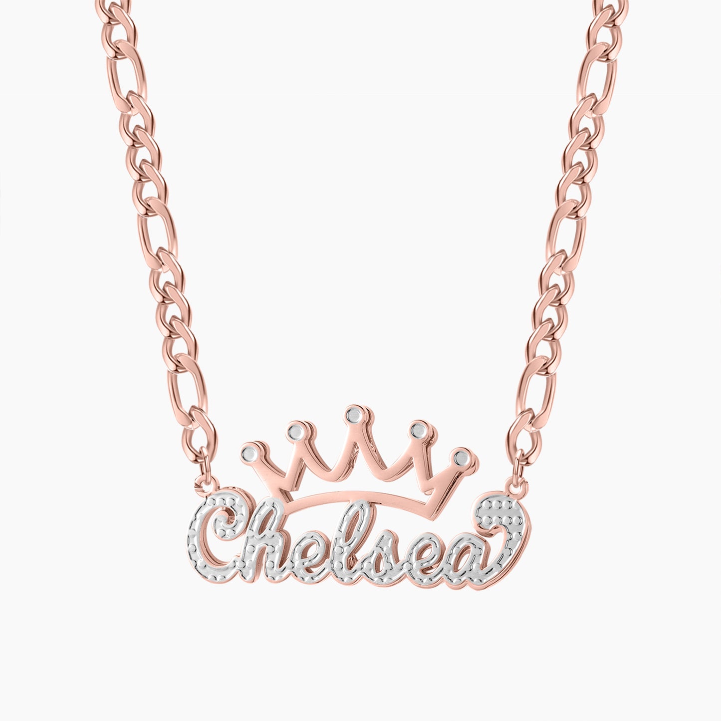 Two Tone Crown Name Necklace QN579