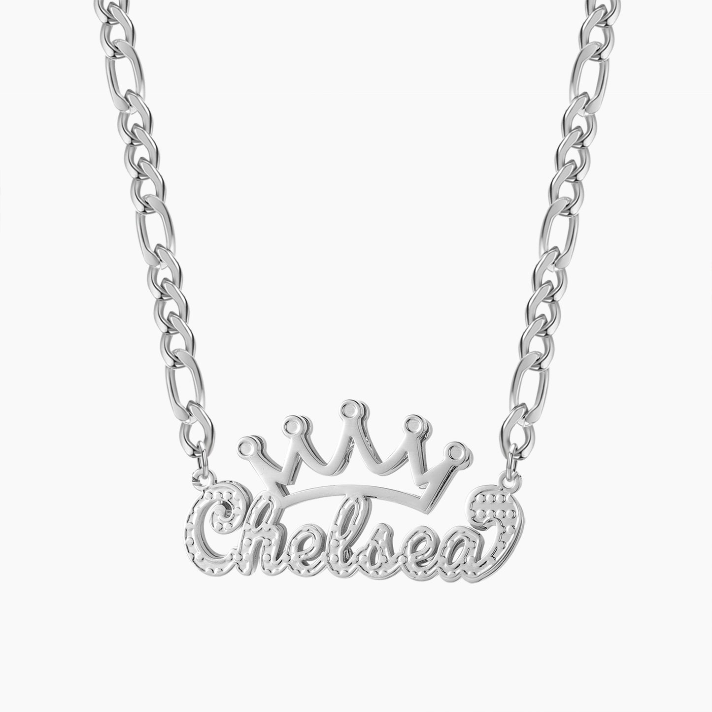 Two Tone Crown Name Necklace QN579