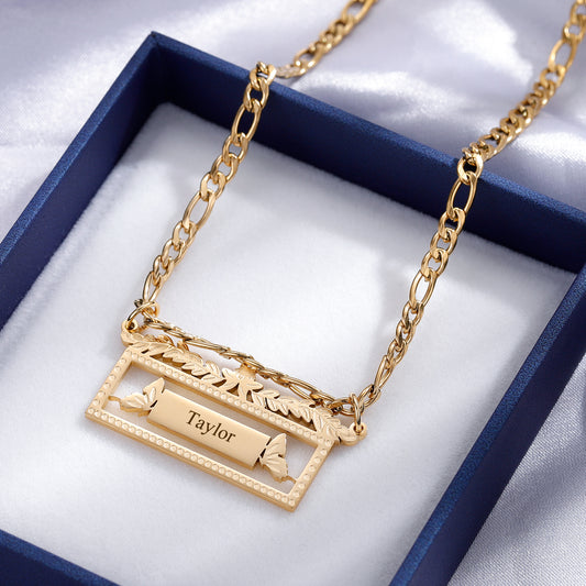 Figaro Chain Name Necklace SN581-4