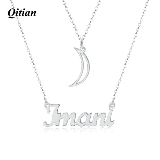 Moon Necklace Personalized Name Layer Necklaces