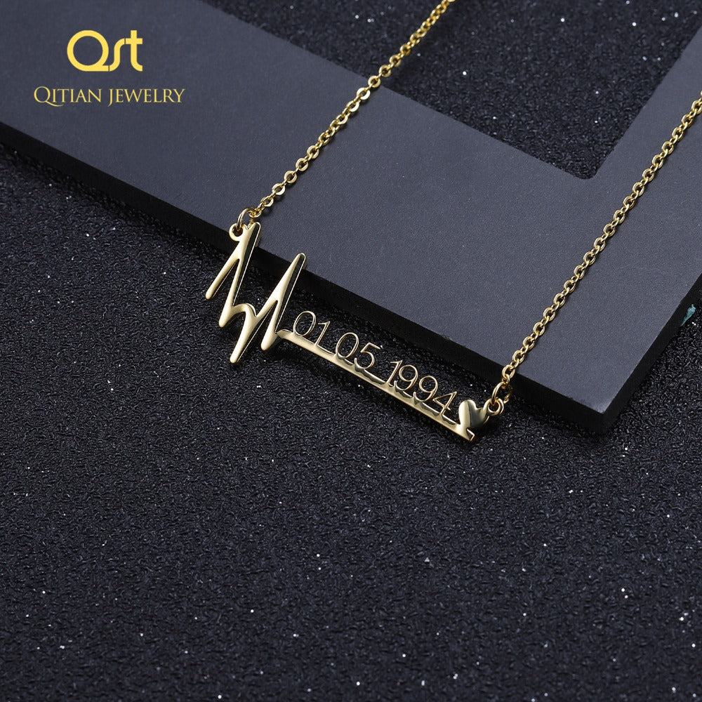 Name Necklace Heart Shaped Heart beat Necklace