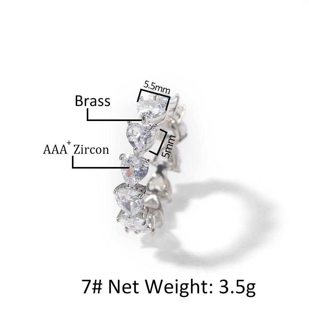 Hip Hop Heart Zircon Ring QR2051