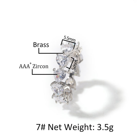 Hip Hop Heart Zircon Ring QR2051