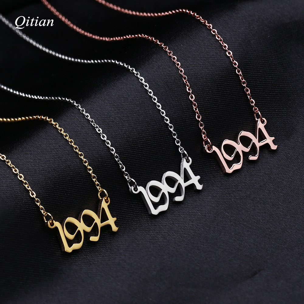 Old English Roma Number Necklace