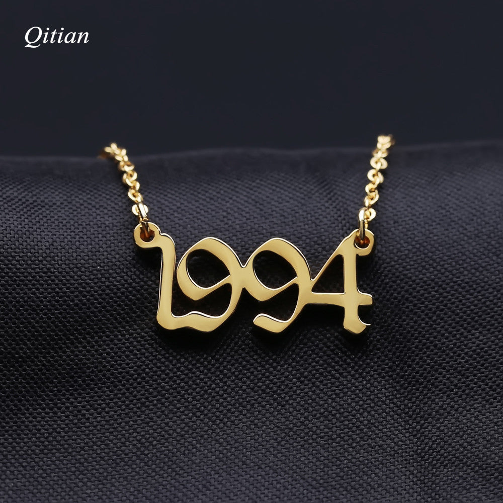 Old English Roma Number Necklace