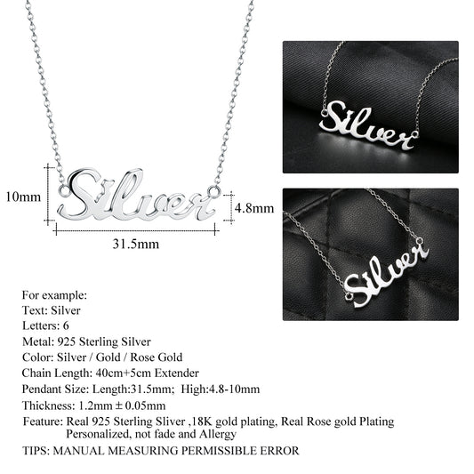 Pendant 925 Sterling Silver Name Necklace