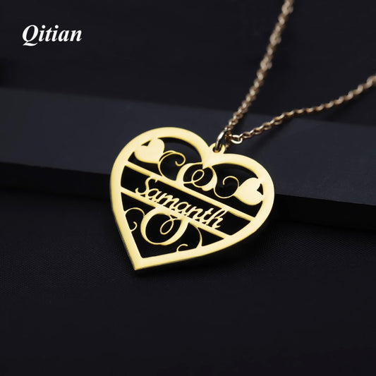 Vintage Name Heart Necklace