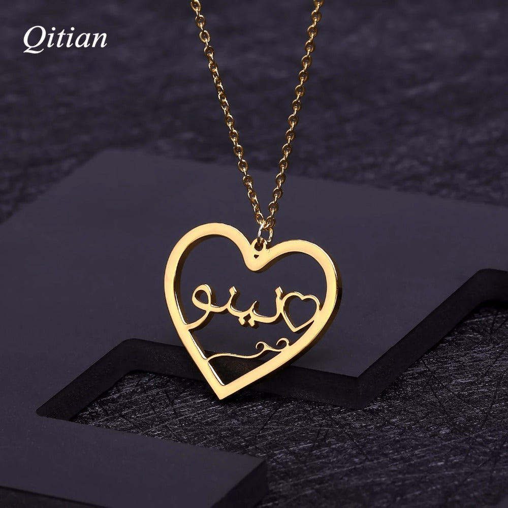 Arabic Heart Necklace Stainless Steel QN074