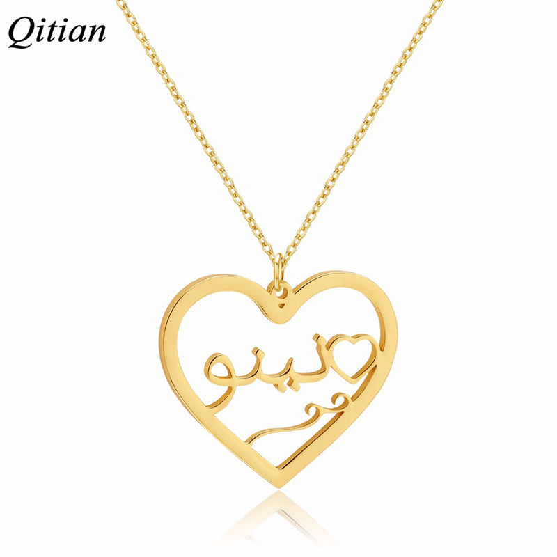 Arabic Heart Necklace Stainless Steel QN074