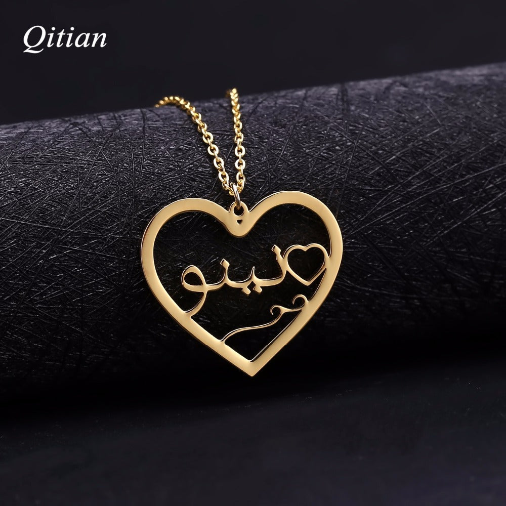 Arabic Heart Necklace Stainless Steel QN074