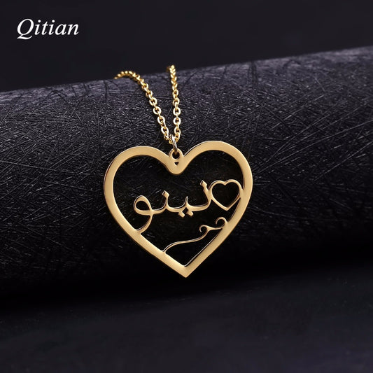 Arabische Herz-Halskette aus Edelstahl QN074
