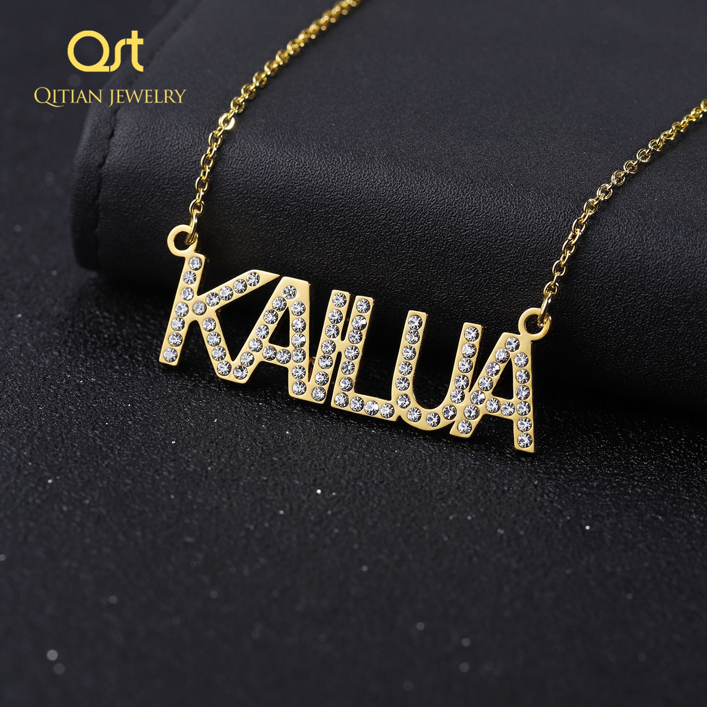 Crystal Pendant Custom Name Necklace