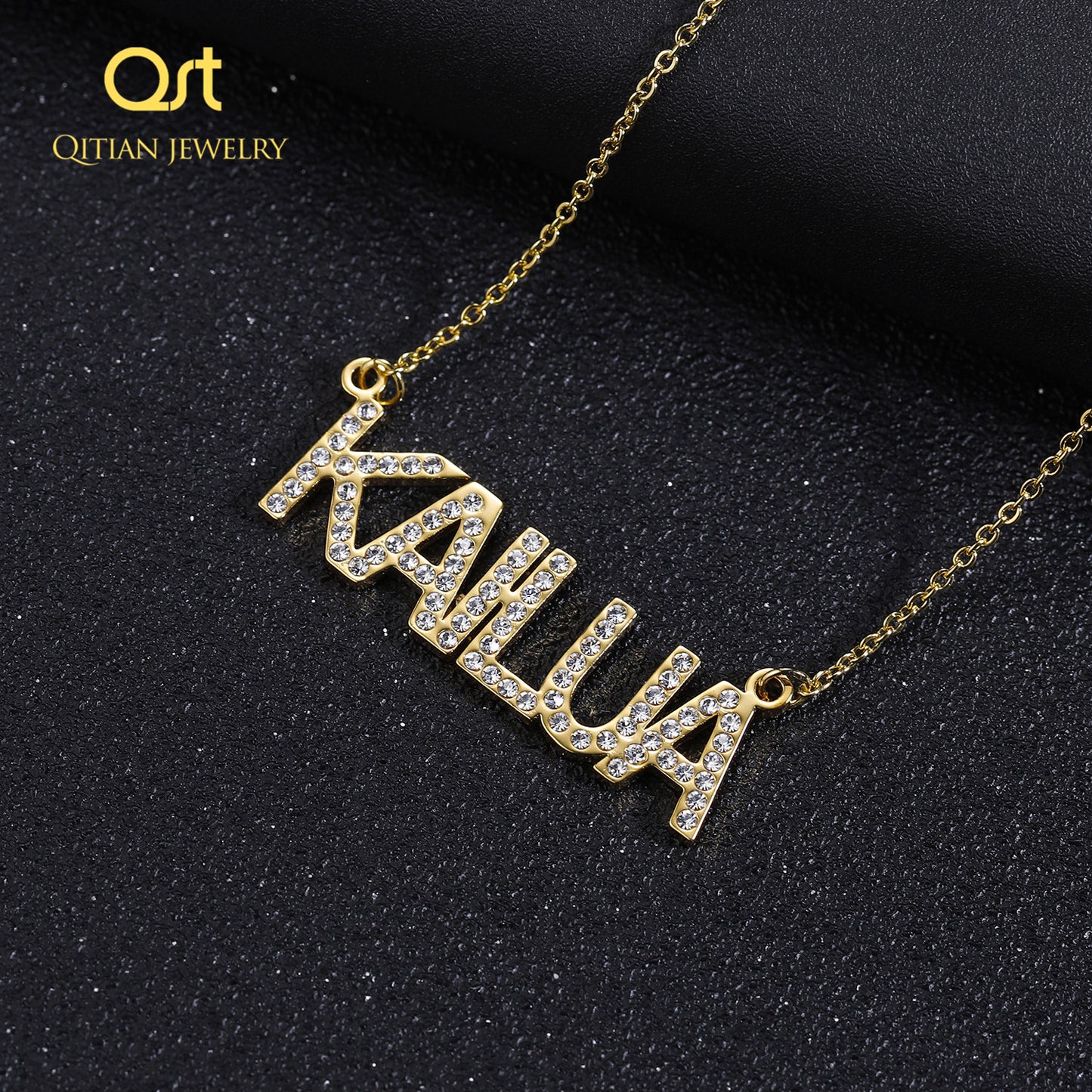 Crystal Pendant Custom Name Necklace