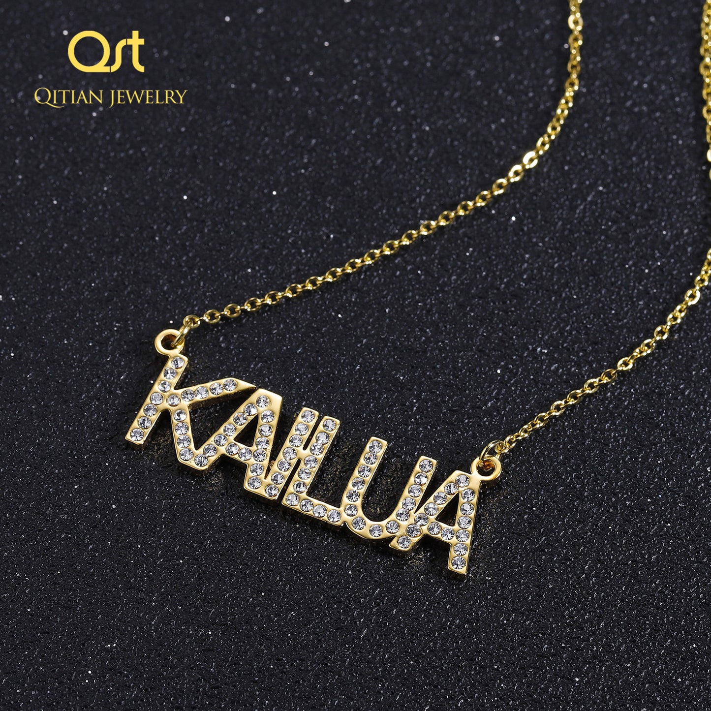 Crystal Pendant Custom Name Necklace